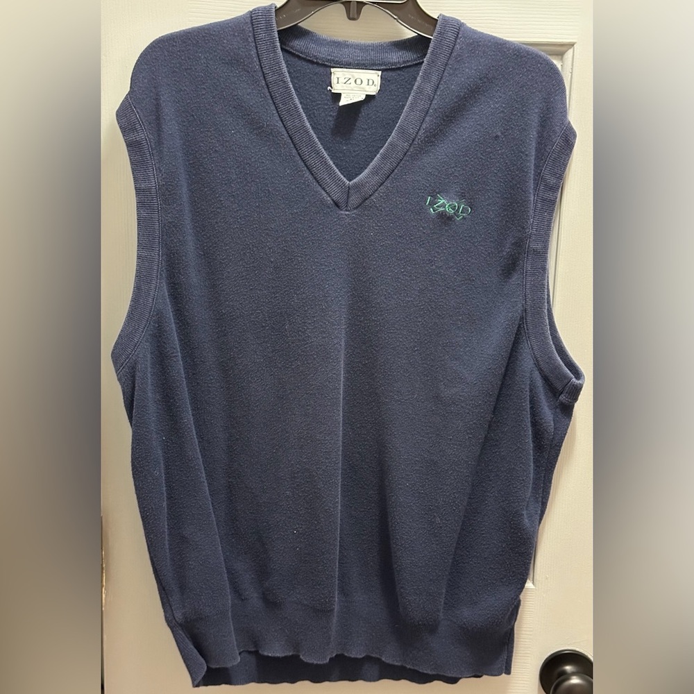 Vintage IZOD Golf Club Mens Sweater Vest Size X-Large Navy Blue Made in USA